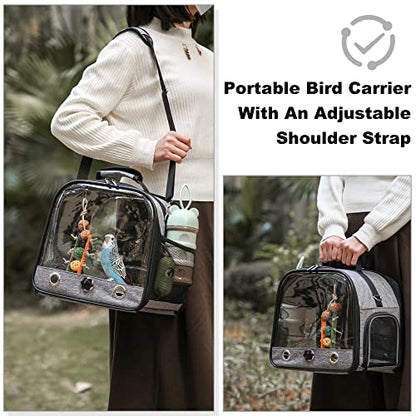 Bird Carrier Bag Bird Travel Cage with Stand, Small Bird Carrier for Parrot, Portable Bird Carrier Travel Bag, Pet Transparent Breathable Travel Cage - size: Medium
