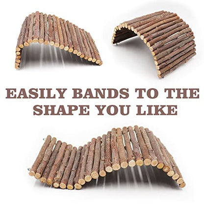 Hermit Crab Climbing Toys, Wooden Hermit Crab Hideout, Reptile Tank Habitat Decor, Bendable Ladder Bridge Tunnel Toys for Lizard Chameleon Hamster Rats Chinchilla Guinea Pig Rabbit Bearded Dragon - style: 11.8×5.9 Inches