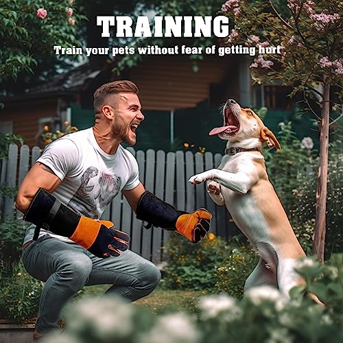 Leather-Welding-Gloves Heat/Fire-Resistant Kevlar-Gloves for BBQ,Grill,Camping,Stick,Animal-Handling-Gloves - color: Black, size: 17.7 inch