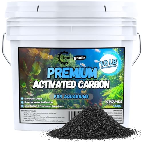 TradeGrade Activated Carbon Aquarium – 10lb Bucket Granulated Activated Charcoal for Fish Tank & Water Purification – High-Performance Aquarium Charcoal Filter Media for Crystal Clear Water - size: 10 Pounds