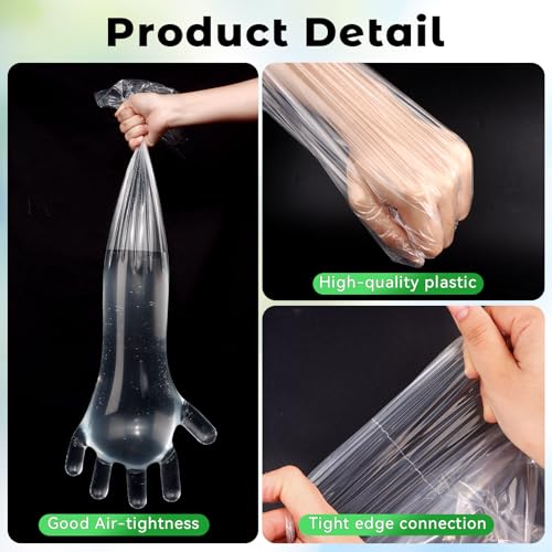 50 Pcs Plastic Long Arm Gloves, 35.4 in Veterinary Insemination Glove, Long Shoulder Length Disposable Gloves for Field Dressing Gutting