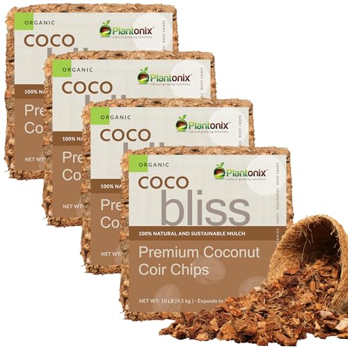 Organic Coco Chips for Plants (40lbs) - Coco Coir Chips - Coconut Husk Chips for Potting Soil, Garden Soil, & Seed Starter Soil - Coconut Mulch for Garden - Compressed Coconut Chips for Plants - color: Coco Chips (40lbs)