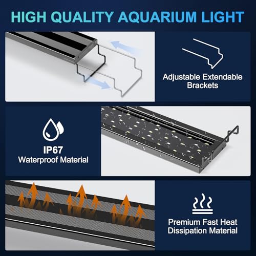 AQQA LED Aquarium Light for Plants, 24/7 Mode Full Spectrum Fish Tank Light with 3 Light Modes, Adjustable Timer/Brightness, Memory Function, Extendable Brackets for Freshwater for 24-32 Inch Tank 22W - size: For 24''-32'' Fish Tank