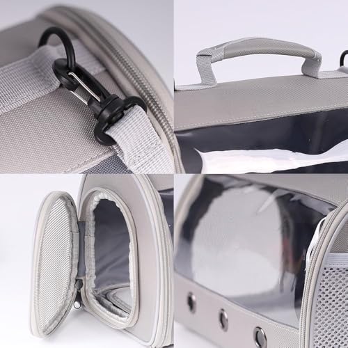 Bearded Dragon Travel Carrier Backpack,Lizard Backpack Carrier,Space Capsule Clear Bubble Window Astronaut Reptile Carrier Backpack for Guinea Pig,Sugar Glider,Bunny (Grey, TPU Carrier+MAT) - color: Grey