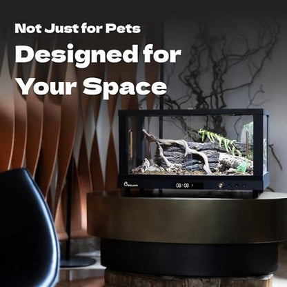 All-in-ONE Smart Reptile Tank, with air Exhaust System and Day-Night Cycle Function - Heating Thermostat, LED Ultraviolet UVB lamp, Suitable for Keeping Lizards, Geckos and Snakes - color: Black, size: City Pet 1-Plus