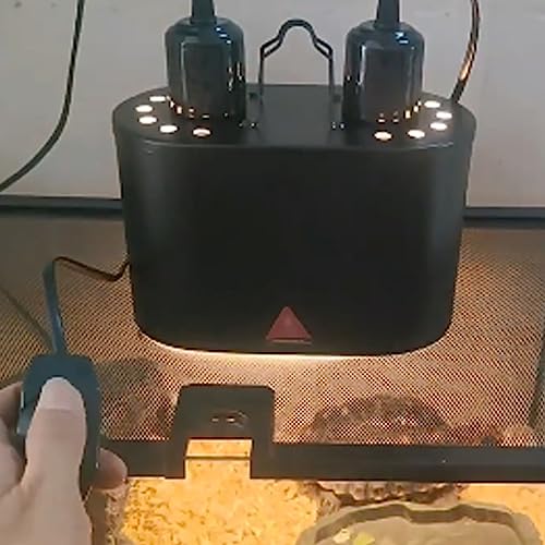 Dual Reptile Deep Dome Lamp Fixture with Temperature Adjustment,Dual Deep Cap Combo Integration Design Heat Lighting Lamp UVB Light with Independent Switches, for Reptile Snake and Tortoise
