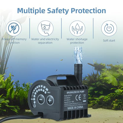 Rengue Submersible, 12V 10W 700L H 8 Levels Adjustable with Suction Cup Base and 5521 DC Female Plug, for Fish Aquarium Pet Drinking Water Garden Pond Fountain (#2) - size: #2