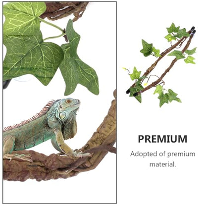 INOOMP Reptile Climbing Vines with Suction Cups, Flexible Artificial Jungle Vines, 2pcs Decorative Rattan Branches for Lizard Tank Habitat and Gecko Terrarium