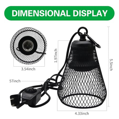Heating Lampshade Reptile Anti-Scald Heater Guard with 25W UVA+UVB Heating Lamps for Terrarium Chameleon Lizards Snakes
