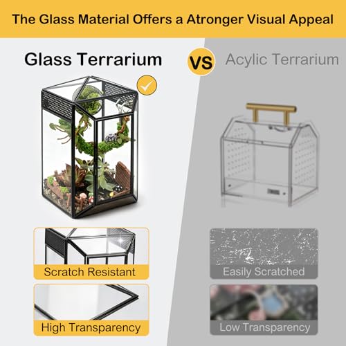 Glass Jumping Spider Enclosure Kit,Escape Proof Gothic Spider Tank | Fence Kits Terrarium Desktop Display Habitat for Jumping Spiders,Arboreal Tarantulas,Critter Keeper(No Plants)