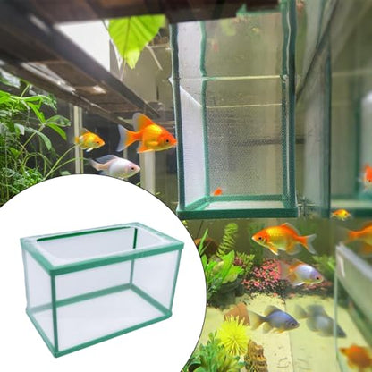 MY MIRONEY 2PCS 10.43" x 5.91" x 5.91" Fish Tank Breeder Green Nylon Fish Incubator Mesh Box Aquarium Fish Fry Hatchery Breeder with Suction Cups - style: 10.43" x 5.91" x 5.91"; Green; without Divider