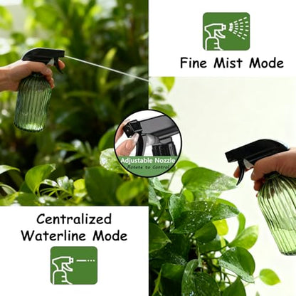 YYTSGG Glass Handheld Spray Bottle, 13.5oz Refillable Water Spray Bottle, Reusable Adjustable Nozzle Plant Mister Spray Bottles Indoor, Plant Mister for Hair, Cleaning, Gardening, Pets Care (Green) - color: Green