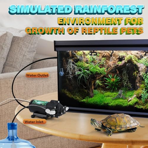 Moongiantgo Reptile Mister System - Adjustable Water Pressure Reptile Humidifier with 4 360°Adjustable Single Nozzles & 2 Double Nozzles - Terrarium Humidifier for Lizard Chameleon Snake Frog Turtle