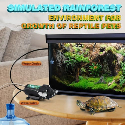 Moongiantgo Reptile Mister System - Adjustable Water Pressure Reptile Humidifier with 4 360°Adjustable Single Nozzles & 2 Double Nozzles - Terrarium Humidifier for Lizard Chameleon Snake Frog Turtle