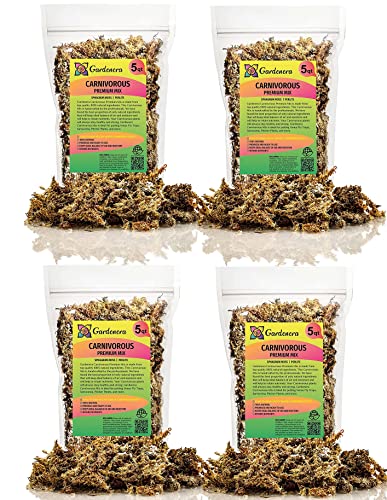 Gardenera Premium Carnivorous Plant Potting Mix - 20 Quart Sphagnum Moss and Perlite Blend for Potting Venus Fly Traps, Sarracenia, Pitcher Plants - (4 Bags of 5QT) - size: 20 QUART