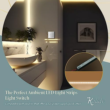 TOPGREENER Kalide Dimmer Light Switch, Pair with 12V Power Supply, 3-Way or Single-Pole, 12/24 V LED Dimmer Switch, TGSDS-1224-W, White - color: White, size: 12-24V