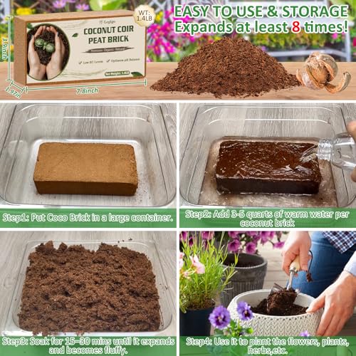 Legigo 12 Pack Premium Coco Coir Brick for Plants- 100% Organic Compressed Coconut Coir Bricks Starting Mix, Coco Coir Fiber Coconut Husk for Planting, Gardening, Potting Soil Substrate, Herbs - color: Pack of 12