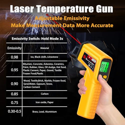 FKM Infrared Thermometer Gun High Precision 13-Point Laser Non-Contact Laser Temperature Gun,-58°F~1112°F,Digital IR Temp Gun for Cooking,Griddle,Oven,Food,HVAC,Automotive,Industrial Tool-2026 Upgrade - style: -58°F~1112°F (-50°C~600°C)