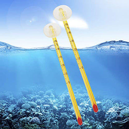 Aquarium Thermometer Glass Water Temperature Gauge with Suction Cup, Clear Easy Read for Fish Tank Marine Habitat - color: A