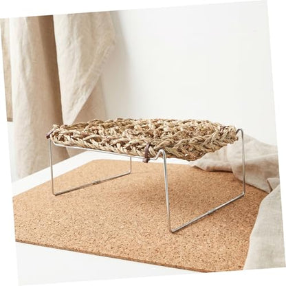 BESPORTBLE Bearded Dragon Lounger and Hammock with Metal Legs, Rectangular Seagrass Basking Platform Bed for Lizards, Leopard Gecko, Hermit Crabs, and Small Reptiles