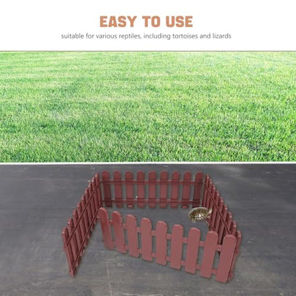 Homoyoyo 4pcs Tortoise Enclosure Outdoor Pet Pens Plastic Fence Panels 50x20cm Brown Patio Barrier for Lawn Yard Reptile Habitat Safe Outdoor Pet Fence