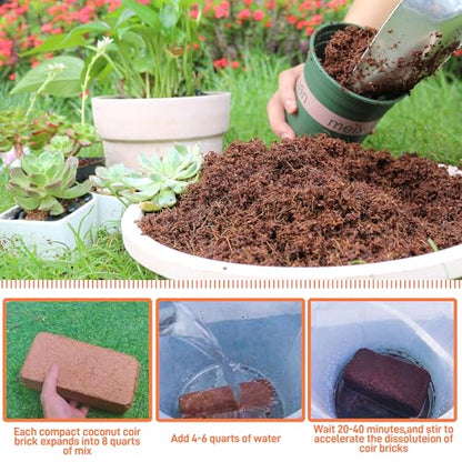 Coco Coir Brick for Plants- 27 Pack Coconut Coir Bricks Premium 100% Organic Peat Moss Mix with Low EC & pH Balance, Fiber Coconut Husk for Planting, Gardening, Potting Soil Substrate - size: 27Pack