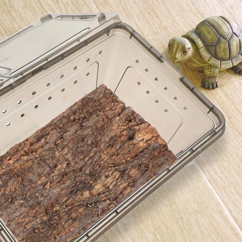 Didiseaon 4 Pcs Reptile Bark Platforms, Natural Wood Terrarium Climbing Decor, Cork Flats Enclosure Accessories for Bearded Dragon Gecko