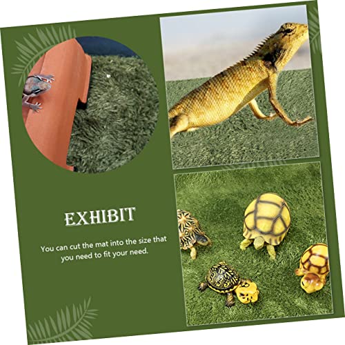 Yardwe Turtle Tank Decorations Reptile Decor Snake Habitat Mat Fake Lawn Mat Reptile Heat Pad Washable