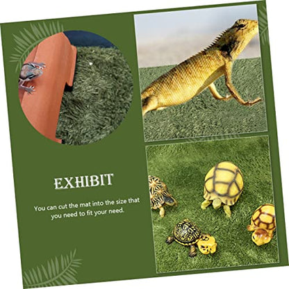 Yardwe Turtle Tank Decorations Reptile Decor Snake Habitat Mat Fake Lawn Mat Reptile Heat Pad Washable