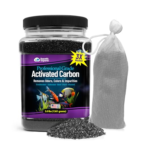 Premium Activated Carbon, Aquarium Carbon for Fish Tank Filter, Aquarium Filter Media, Granulated Charcoal for Fish Tanks, Activated Charcoal Bulk (3 lbs with Fine Mesh Bag) - size: 3 lbs + Fine Mesh Bag