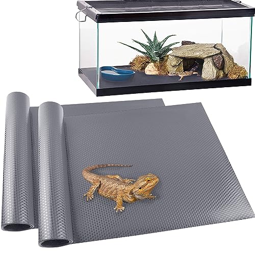 Reptile Carpet,Bearded Dragon Tank Accessories,Reptile Mat, Leopard Gecko Substrate,Bearded Dragon Tank Flooring,Snake,Tortoise Bedding(18" × 79 ", 2 PCS Grey Thicker Mat) - color: Grey 18"×79", size: 2 PCS
