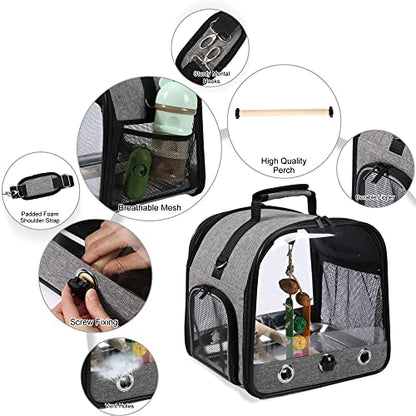 Bird Carrier Bag Bird Travel Cage with Stand, Small Bird Carrier for Parrot, Portable Bird Carrier Travel Bag, Pet Transparent Breathable Travel Cage - size: Medium