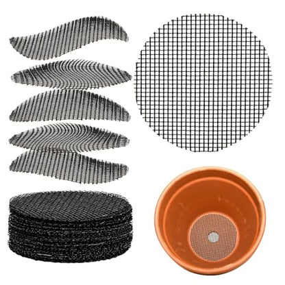 50 Plant Pots Hole Mesh Pad - MAQIHAN Flower Pot Mesh Mat Terrarium Potting Eye Mesh Mats Pot Substrate Barrier 2 Inch Net Bonsai Gardening Grid Ceramic Drainage Hole Mesh Screen Prevent Soil Leaking