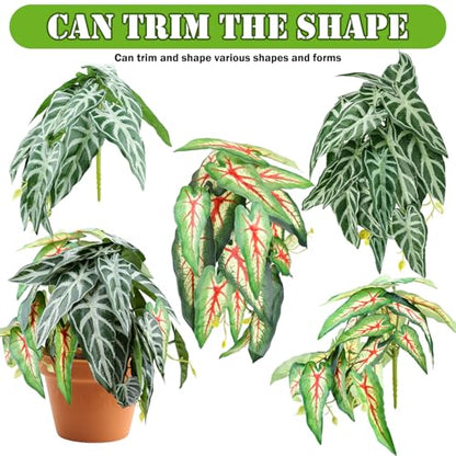 QUOZUO 2 Pack Reptile Plants for Terrarium, Artificial Leaves Habitat Decorations with Suction Cups, Terrarium Hanging Plants Vines for Bearded Dragons Lizards Snake Geckos Frogs - red and White