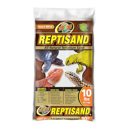 Zoo Med ReptiSand®, 10 Pounds, Desert White | Natural, For Bearded Dragons, Leopard Geckos & Desert Species, Chemical-Free, Ideal for Digging, Burrowing & Egg Laying - size: 10 lb