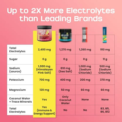 2400 MG Electrolyte Powder – Zero Sugar Keto Electrolytes for Hydration & Fasting Support – with Magnesium, Potassium, Coconut Water, & Himalayan Salt – Raspberry Lemonade Lyte Up – 30 Servings