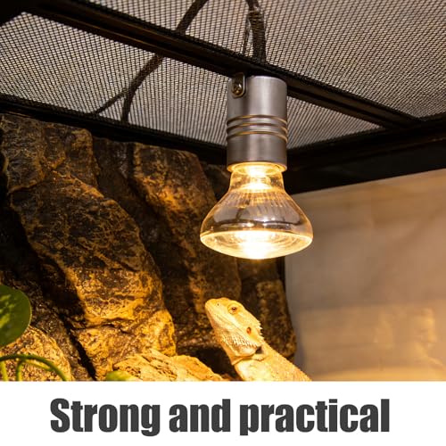 2pcs Reptile Heat Lamp Holder - Adjustable Light Stand - Ceramic Heat Lamp Socket - Terrarium Light Bracket for Lizard Tanks Tortoise Habitats