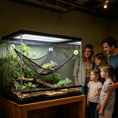 Lizard Hammock | Breathable Mesh Snake Bed | Reptile Hammock Bearded Dragon - for Cage Enclosure Terrarium Habitat Lizard Enrichment Chameleon Frog Tortoise - color: Black