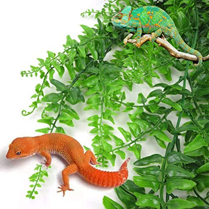 1PC Reptile Plants Bendable Climbing Fake Vine Pet Habitat Decorations Leaves Hanging Silk Terrarium Plant with Suction Cup for Bearded Dragons Lizards (1PC) (JGSC-0SC)