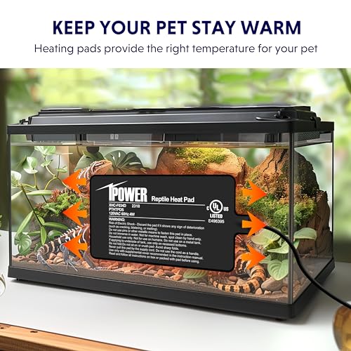 iPower 4X7 Inch Reptile Heating Pad and Digital Heat Mat Thermostat, Terrarium Heat Mat for Amphibious Pets - size: 4" X 7", style: Heat Pad