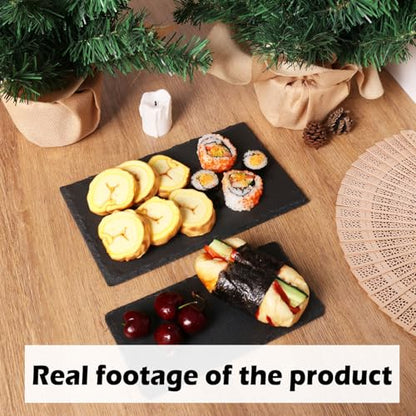 9 Pack 10 x 6 Inch Slate Cheese Boards, Black Rectangle Slate Charcuterie Boards, Natural Charcuterie Stone Plates for Parties, Gifts, and Special Events, Cheese, Sushi, Food. - size: 9 Pack 10 x 6 Inch