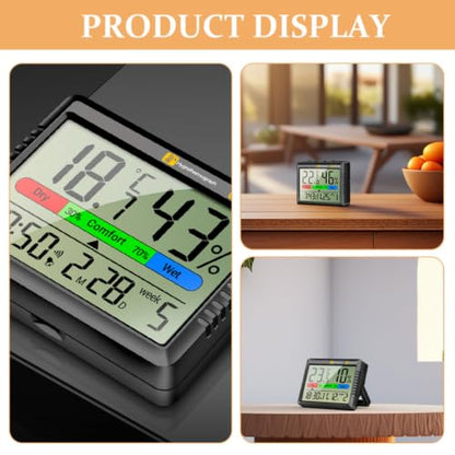 FENICAL Digital Indoor Thermometer Multifunctional Design with LCD Screen and Hygrometer Mini Temperature Humidity Monitor Lightweight Abs Material for Room and Nursery