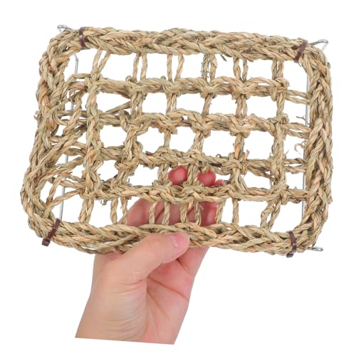 SHOWERORO Bearded Dragon Bed and Basking Platform with Sea Grass Hammock, Rectangle Reptile Sleeping Lounger, Lizard Tank Accessories for Small Animals and Amphibians