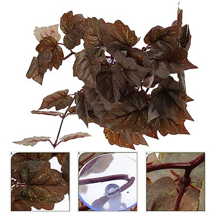 POPETPOP Terrarium Container Plants Habitats Leaves Hanging Terrarium Plant Vines with Suction Cups for Turtle Beared Dragon Hermit Crab Lizards Geckos Snake
