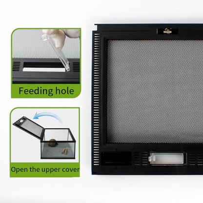 Reptile Glass Terrarium Tank 12 * 12 * 8" Full View with Top Ventilation, Amphibians Box Habitat Enclosure Cage for Frog,Spiders,Dubia Cockroach,Praying Mantis,Cricket,Tarantula,Hermit Crab - size: 12*12*8inch