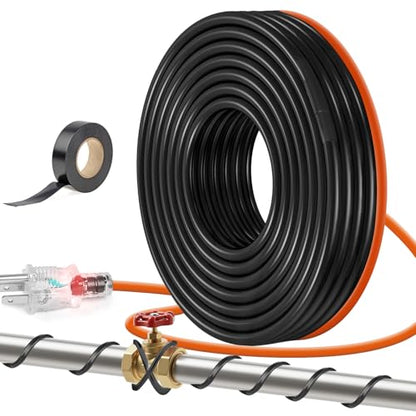 45FT（3FT-200FT） Pipe Heating Cable for Pipe Freeze Protection, Heat Cable for Water Pipes(Metal and Plastic), Pipe Heat Tape Keeps Water Flowing at -40°F 5w/ft, 120V Plumbing fixture - size: 45FT