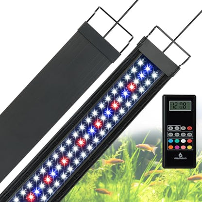 WaterRebirth Wireless Remote Full Spectrum Aquarium LED Light Strip - Ultra-Thin Design with Timer & RGB Modes for Fish Tank Plants (24-30”) - size: 24-30 inches