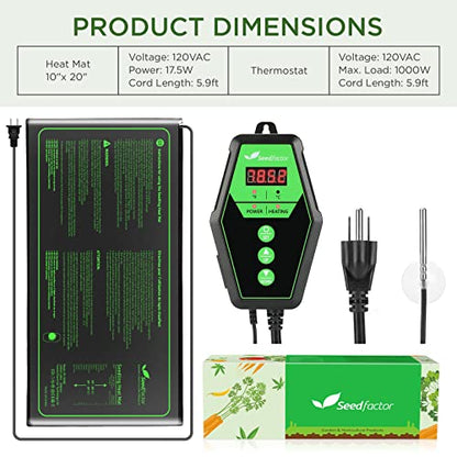 10" x 20" MET Certified Seedling Heat Mat and Digital Thermostat Combo Set - size: 1 Pack-10" X 20"