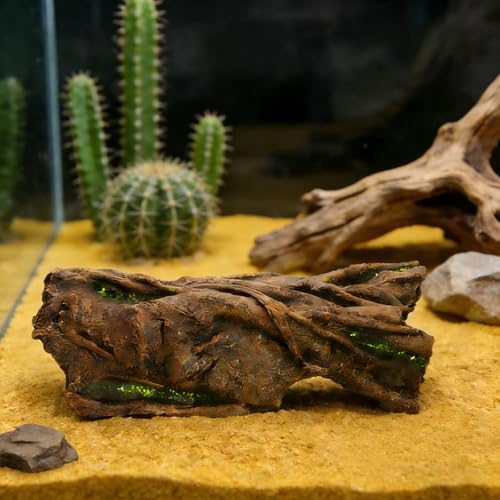 Lizard Snake or Reptile Hide& Amphibian Habitat Hideouts, Resin Log Hide Cave Ideal for Bearded Dragons, Snakes, and Geckos Used for Crested Gecko，Ball Python Tank Accessories