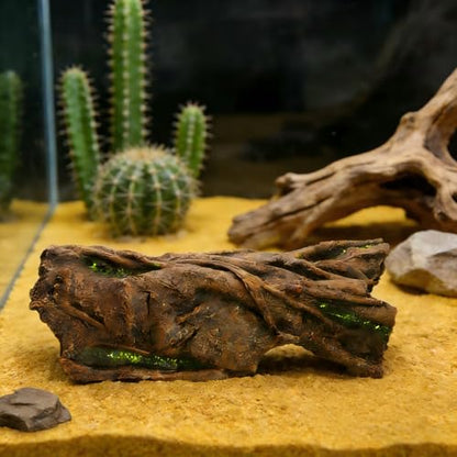 Lizard Snake or Reptile Hide& Amphibian Habitat Hideouts, Resin Log Hide Cave Ideal for Bearded Dragons, Snakes, and Geckos Used for Crested Gecko，Ball Python Tank Accessories